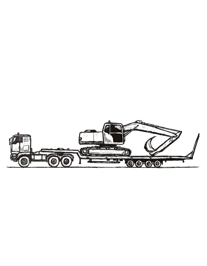 Semi Truck That Carries An Excavator