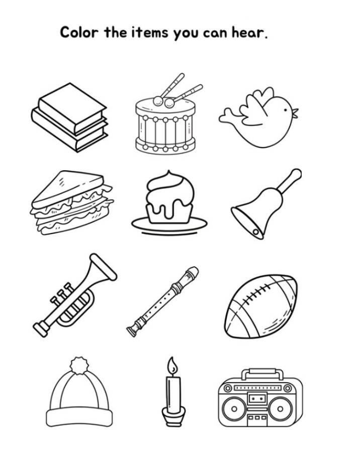 Sense Of Hearing Coloring Page