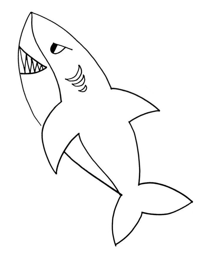 Shark Fish For Kids Coloring Page