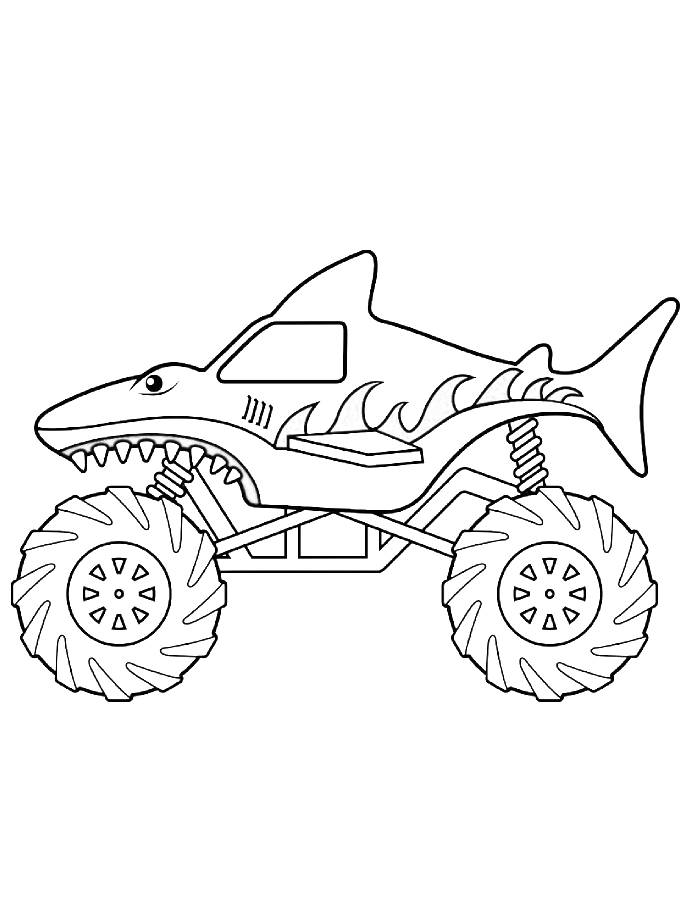 Shark Monster Truck  coloring page