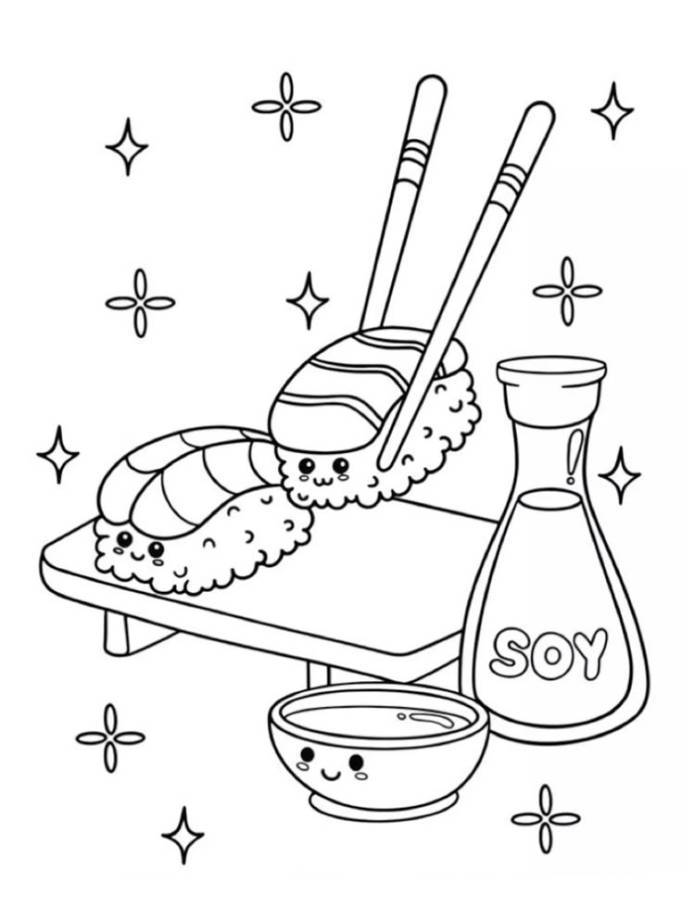 Shushi Line Art Coloring Page
