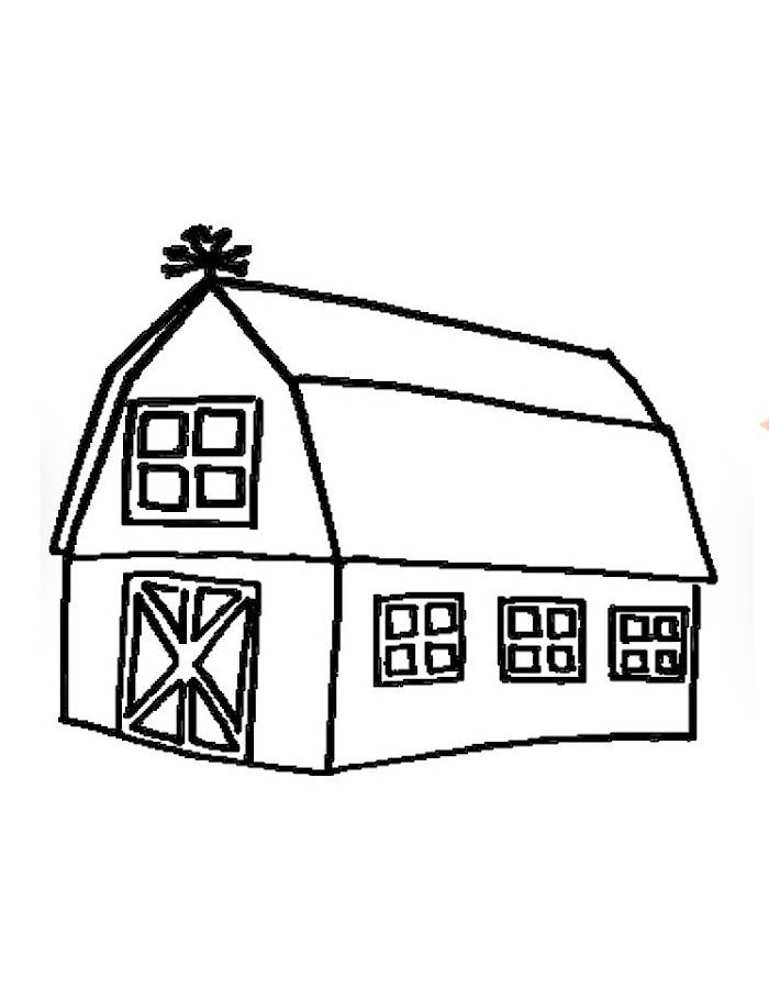 Simple Barn For Kids Coloring Page