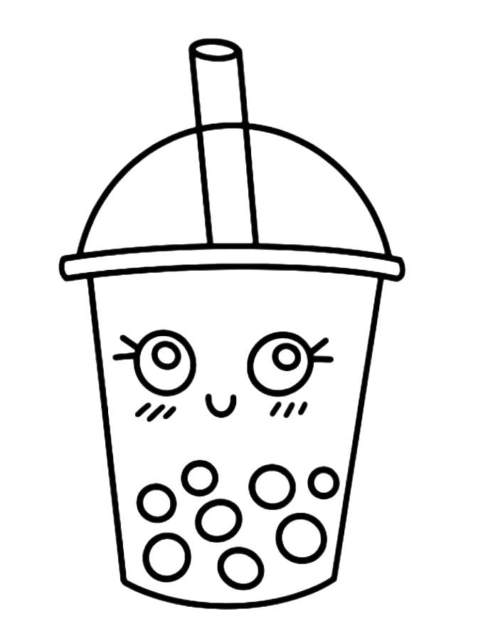 Simple Bubble Tea Coloring Page