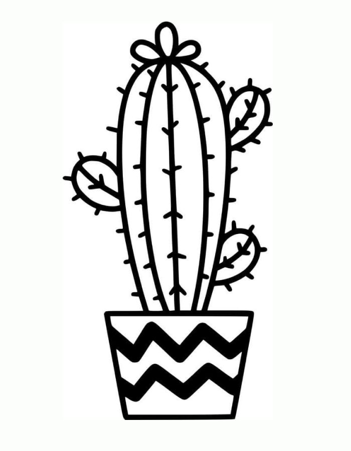 Simple Cactus Coloring Page