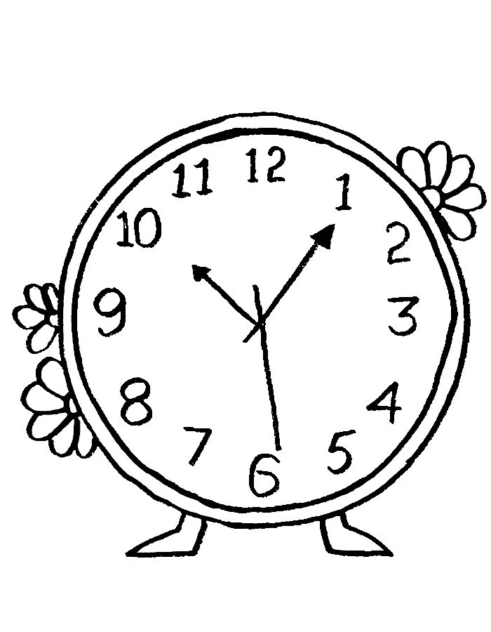 Simple Clock Drawing Coloring Page