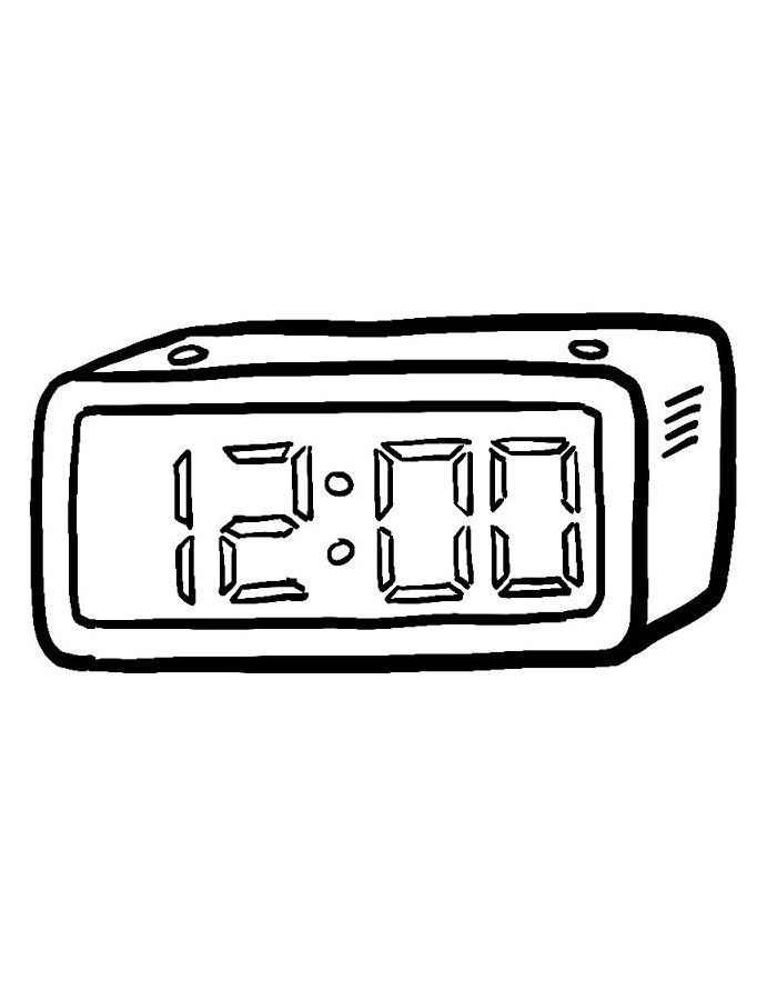 Simple Digital Alarm Clock Coloring Page