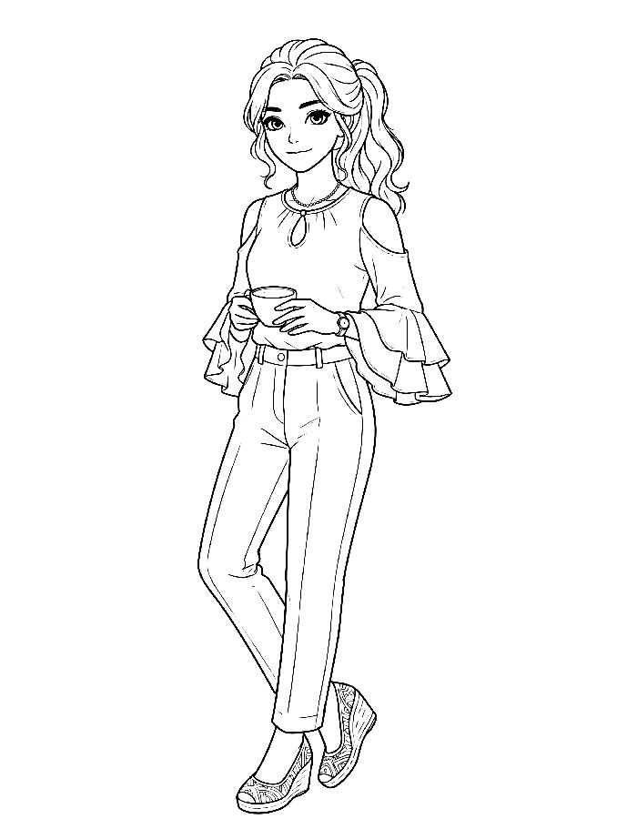 Simple Female Person Coloring Page