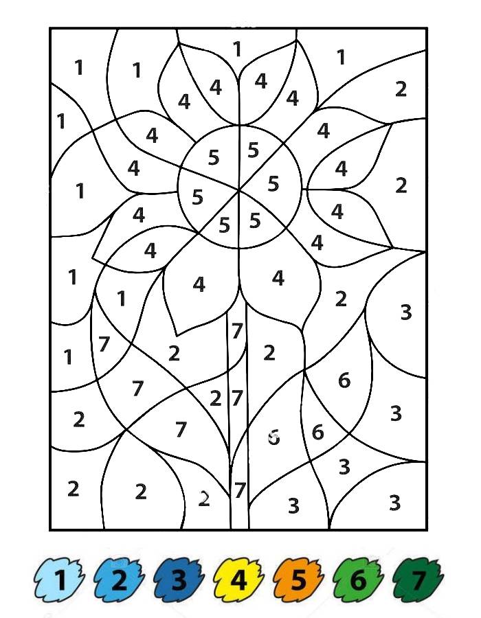 Simple Flower Color By Number