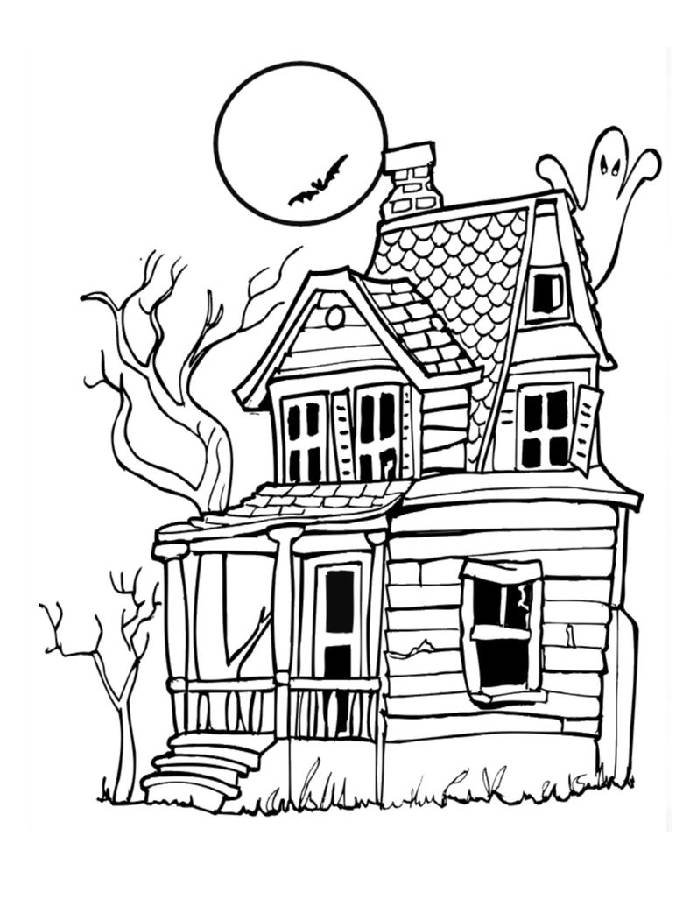 Simple Haunted House For Free Simple Haunted House For Free Coloring Page