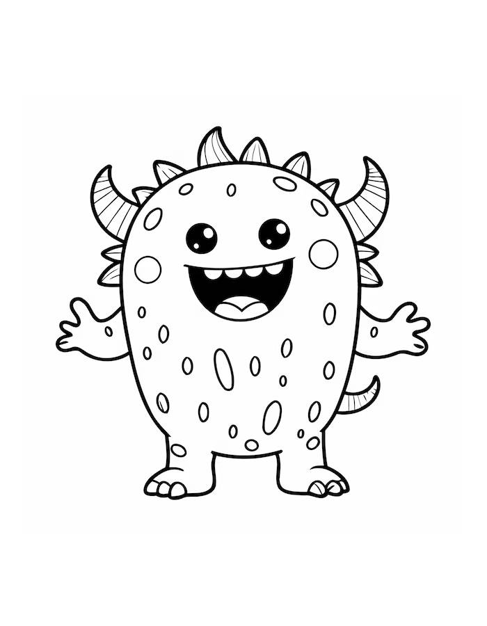 Simple Monster Drawing For Kids Coloring Page