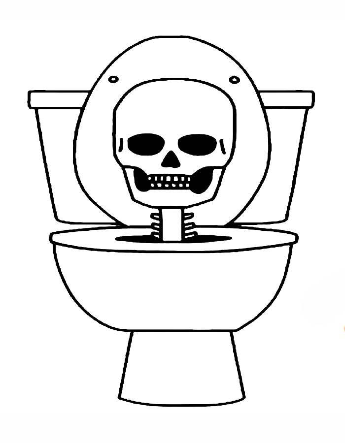 Skeleton Toilet Skibidi Toilet Coloring Page