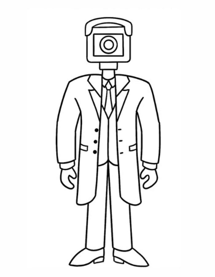 Skibidi Toilet Cameraman Coloring Page