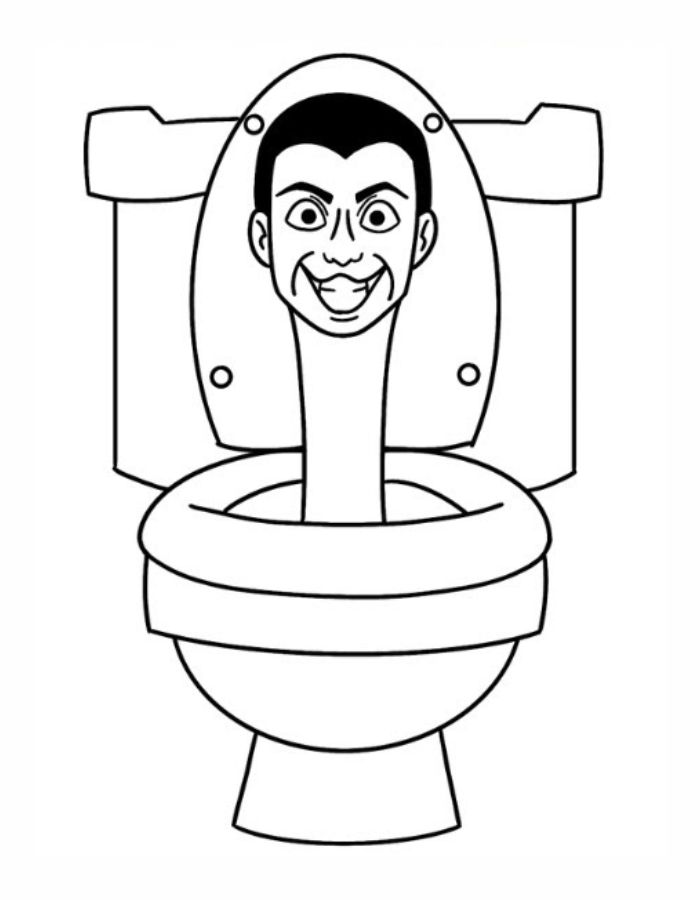 Skibidi Toilet Easy Drawing Coloring Page