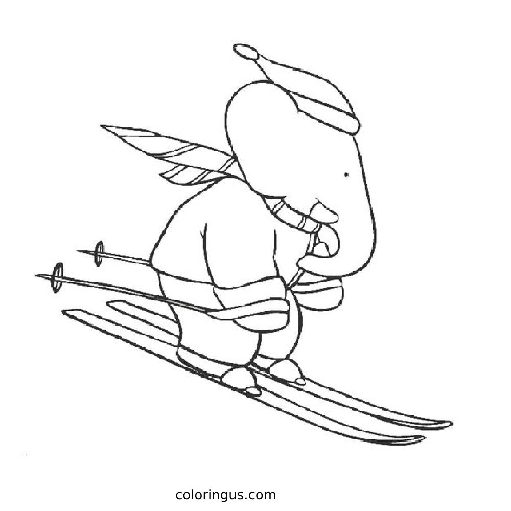 Skiing Coloring Page