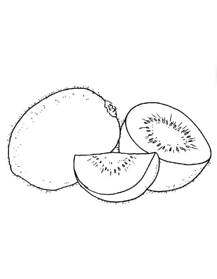 Sliced Kiwi Drawing Coloring Page