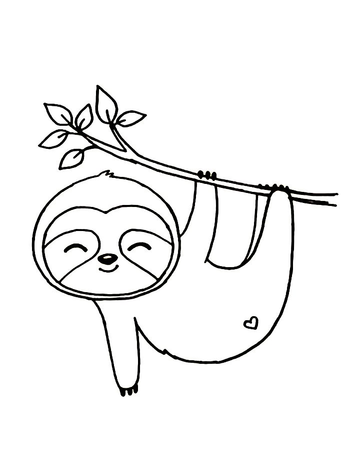 Sloth Outline Pdf Coloring Page