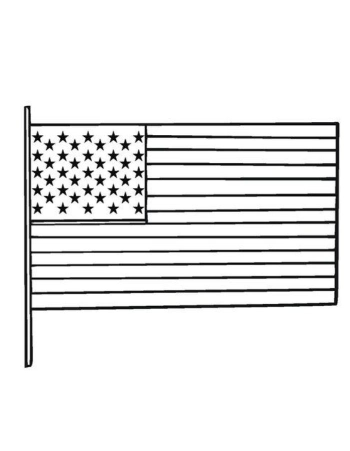 Small American Flags Free Printable To Color Coloring Page