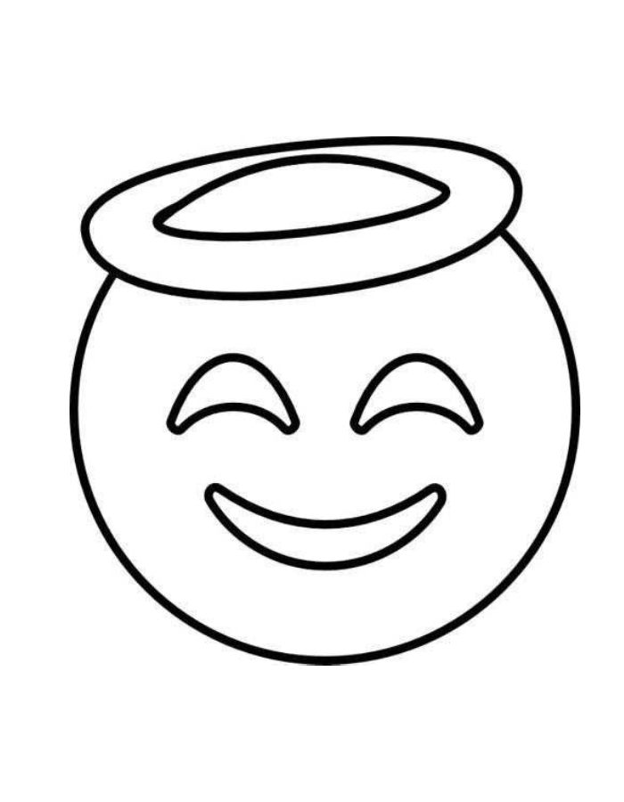 Smiling Angel Face With A Halo Above Its Head Coloring Page