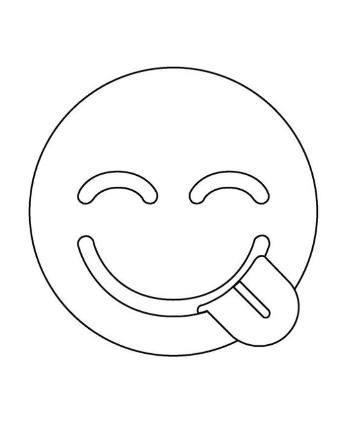 Smiling Face With Closed Eyes And A Tongue Sticking Out Coloring Page