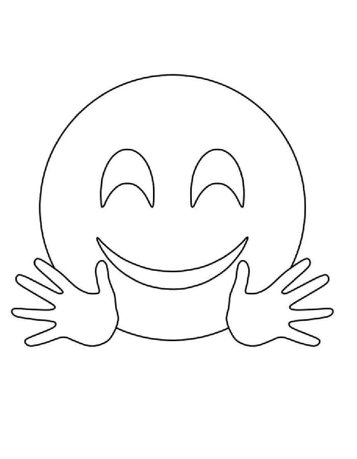 Smiling Face With Closed Eyes And Hands Raised Beside Its Cheeks Coloring Page