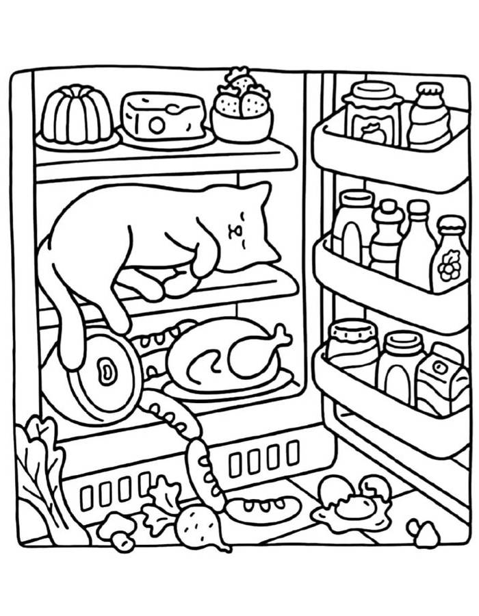 Sneaky Cat Takes A Nap In The Fridge After A Midnight Snack Raid