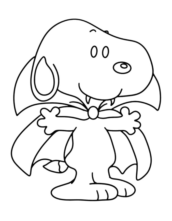 Snoopy As A Vampire For Halloween Coloring Page