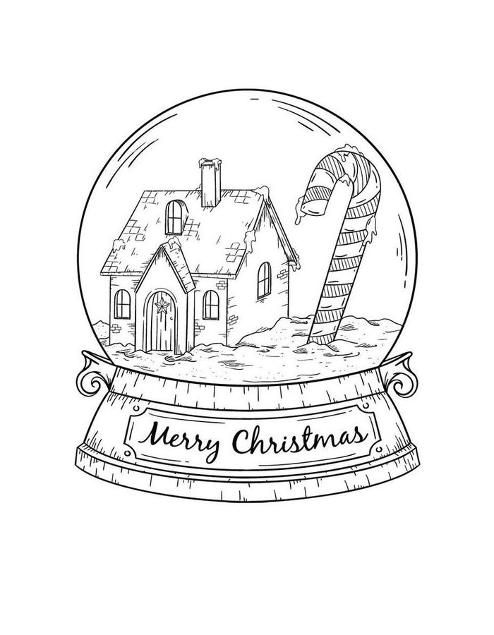 Snow Globe Templates Coloring Page