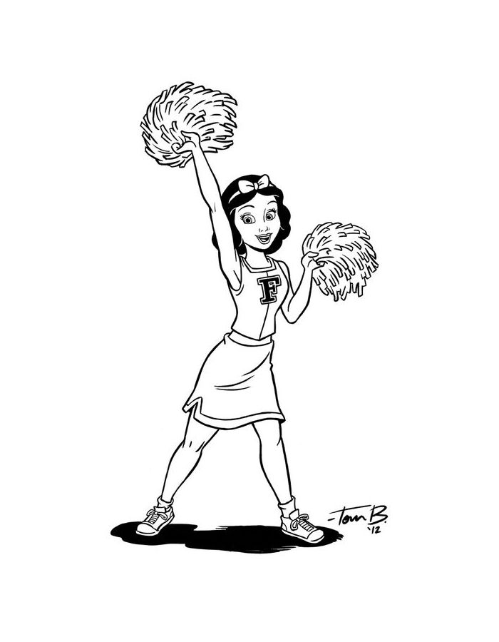 Snow White As A Cheerleader Love Coloring Page