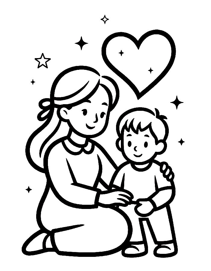 Son And Mom Coloring Page