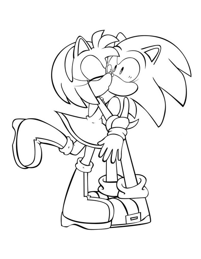 Sonic And Amy Rose Kiss Sonic And Amy Rose Kiss Coloring Page