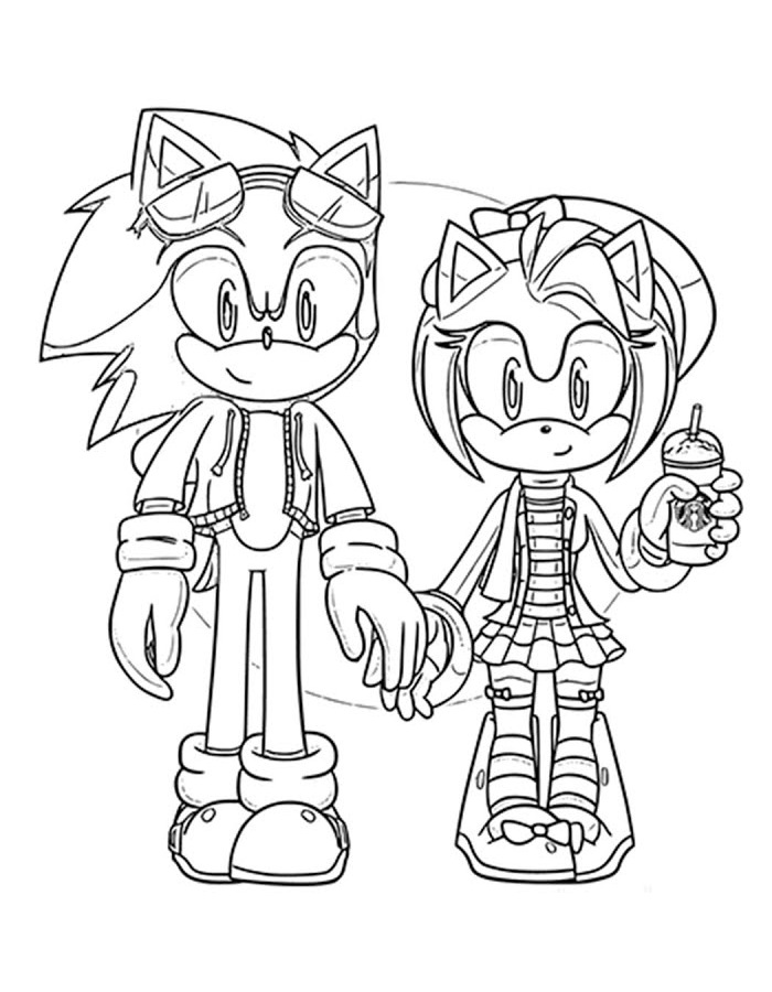 Sonic And Amy Rose Outline Sonic And Amy Rose Outline Coloring Page