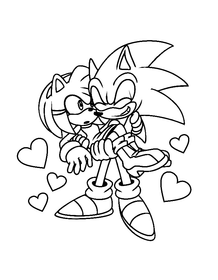 Sonic And Amy Rose Sonic And Amy Rose Coloring Page
