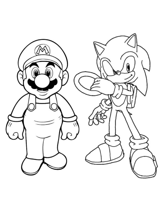 Sonic And Mario Coloring Page