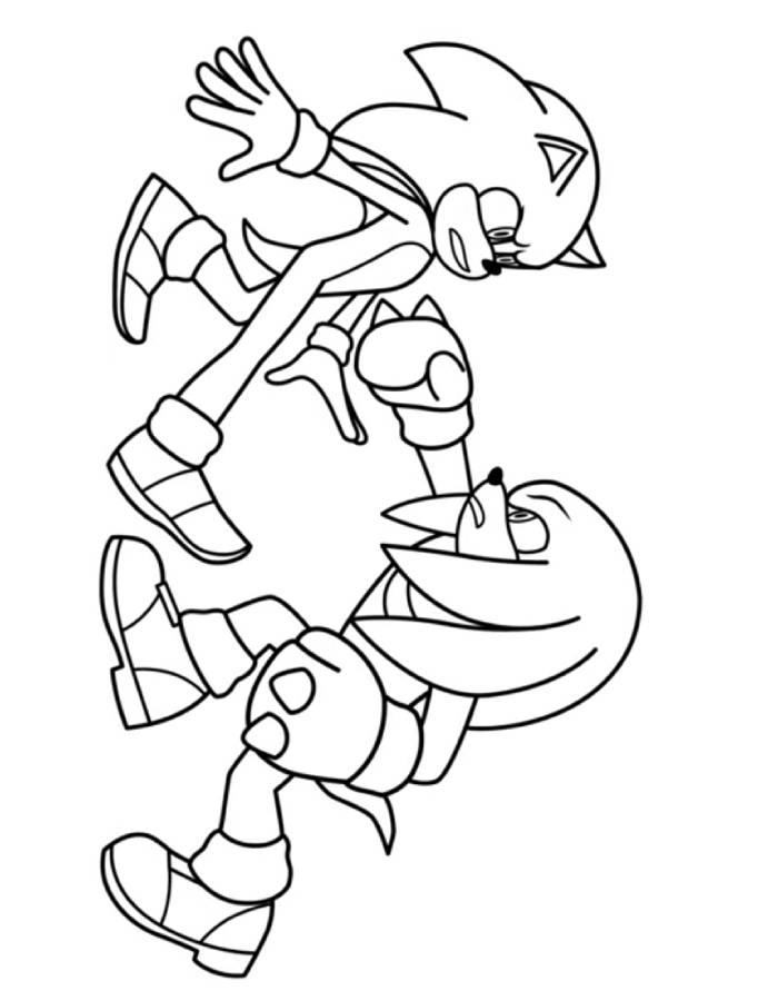 Sonic Fighting With Knuckles Coloring Page