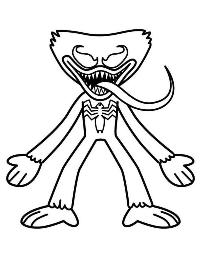 Spider Man Huggy Wuggy Coloring Page