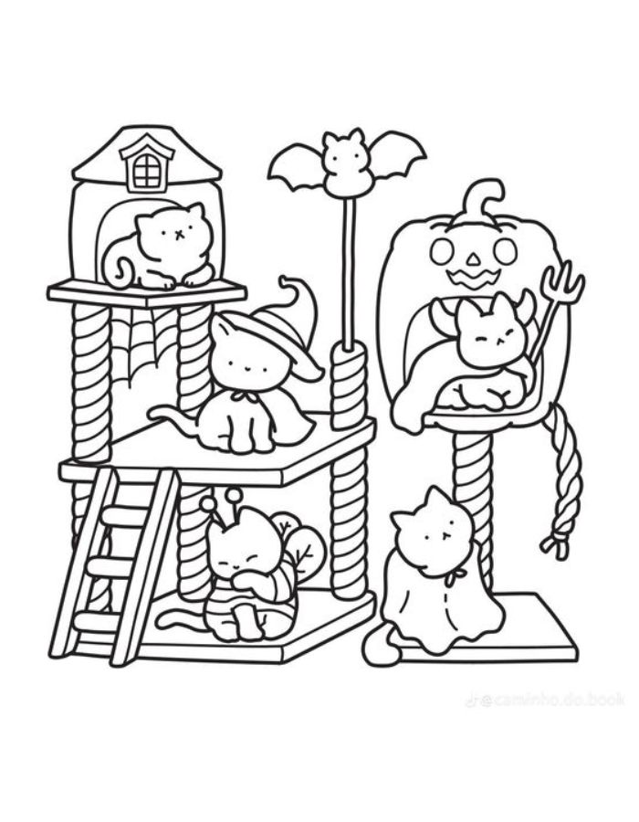 Spooky Cutie Clipart Coloring Page