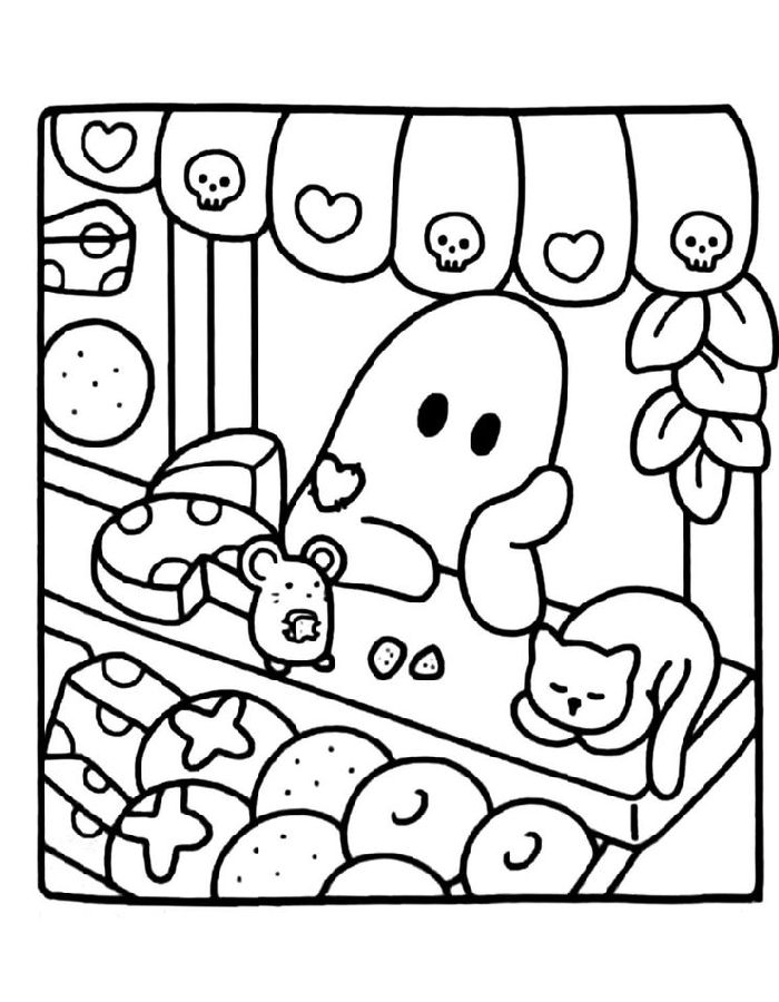 Spooky Cutie Drawing Coloring Page