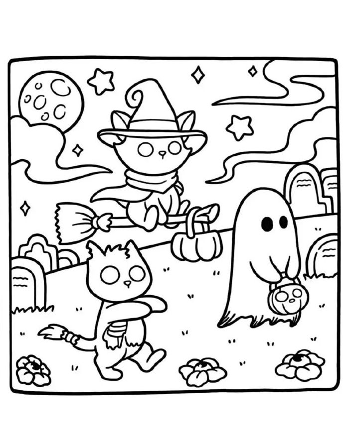 Spooky Cutie For Kids Coloring Page