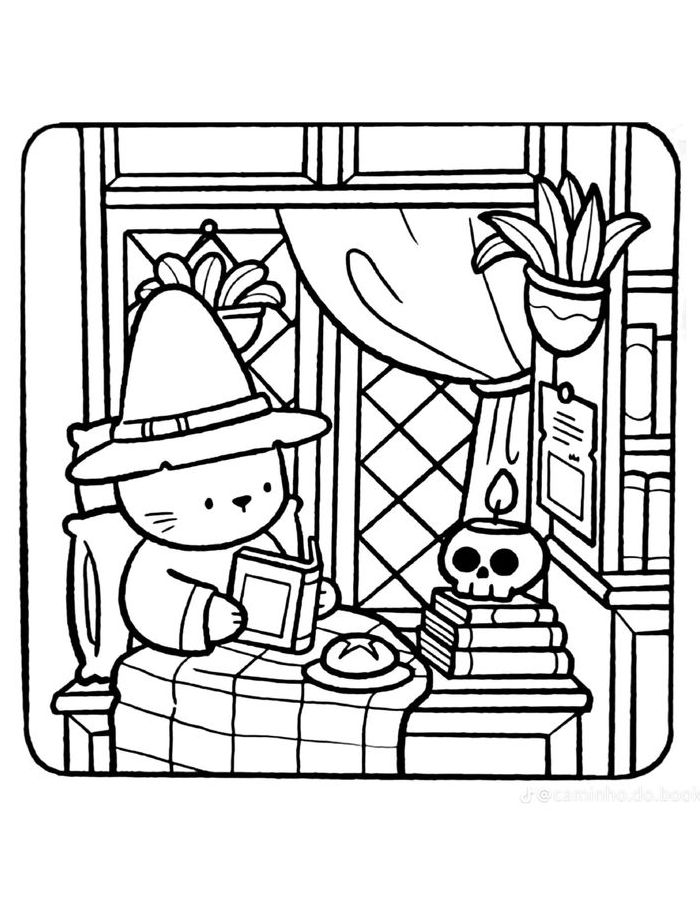 Spooky Cutie Outline Coloring Page