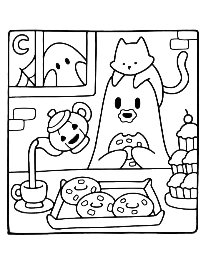 Spooky Ghost Coloring Page