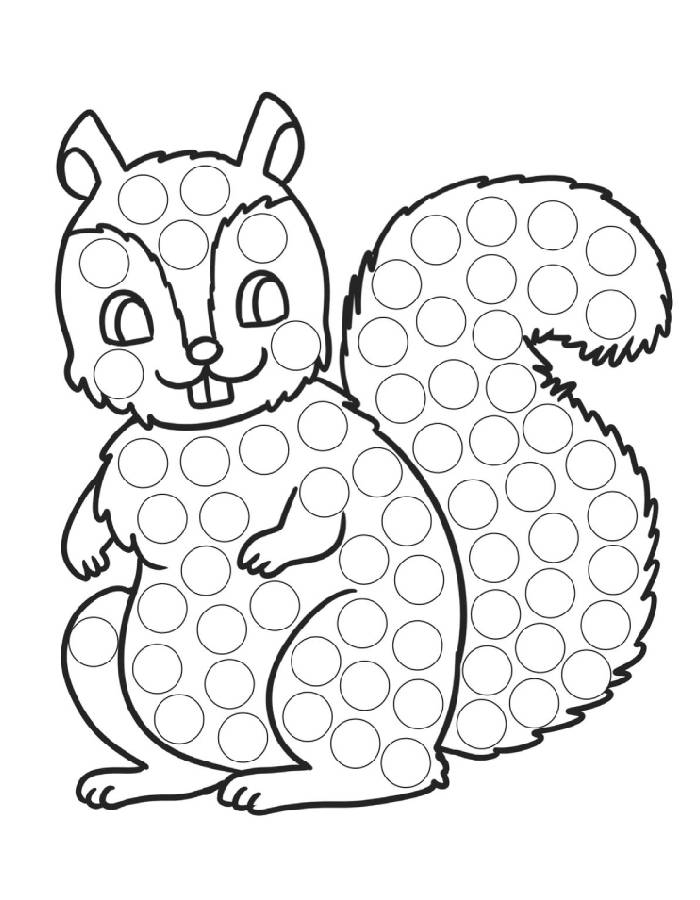 Squirrel Dot Marker Coloring Page