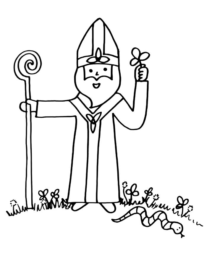 St Patrick Drawing For Kids Coloring Page