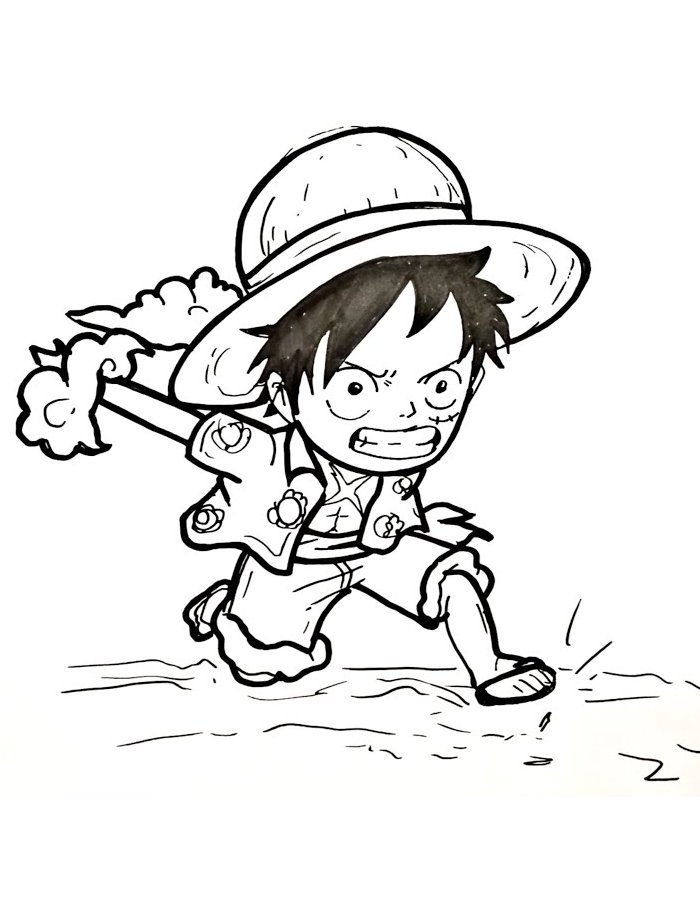 Straw Hat Luffy Coloring Page