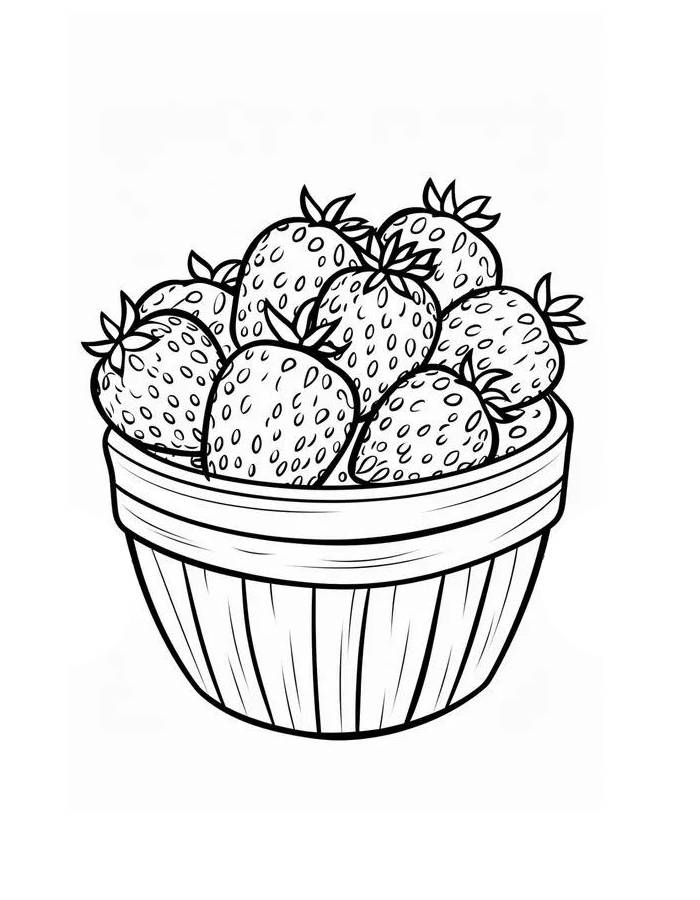 Strawberry Basket Coloring Page