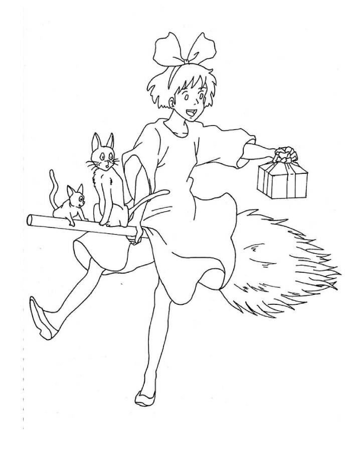 Studio Ghibli Characters Drawing Coloring Page