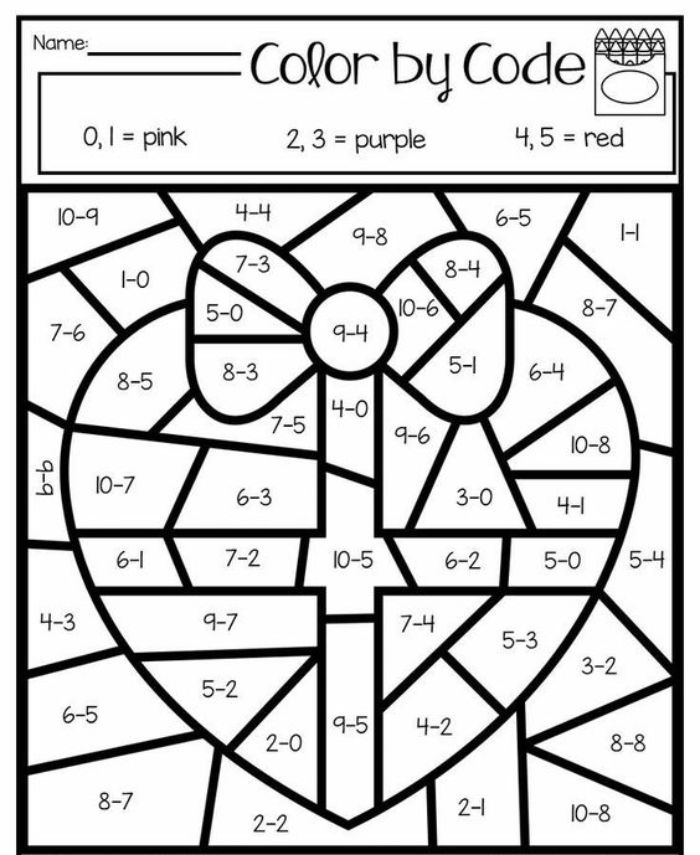Subtraction worksheets coloring page