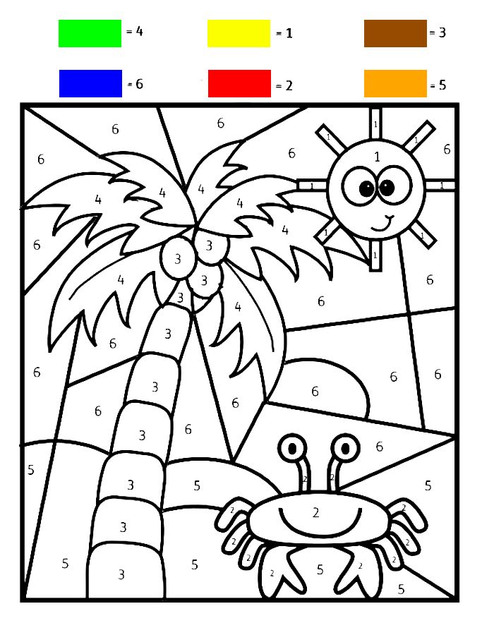 Summer By Number Coloring Page