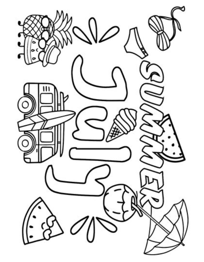 Summer July Free Printable Coloring Page