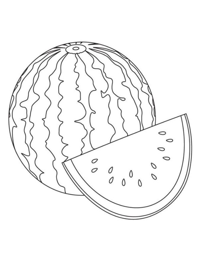 Summer Kawaii Watermelon Coloring Page