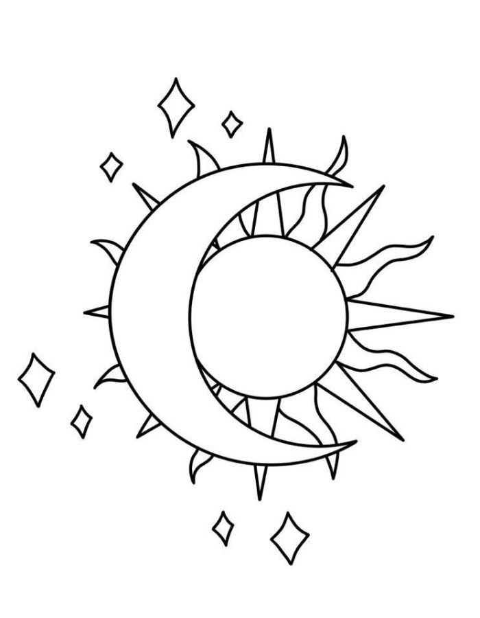 Sun And Moon Coloring Page